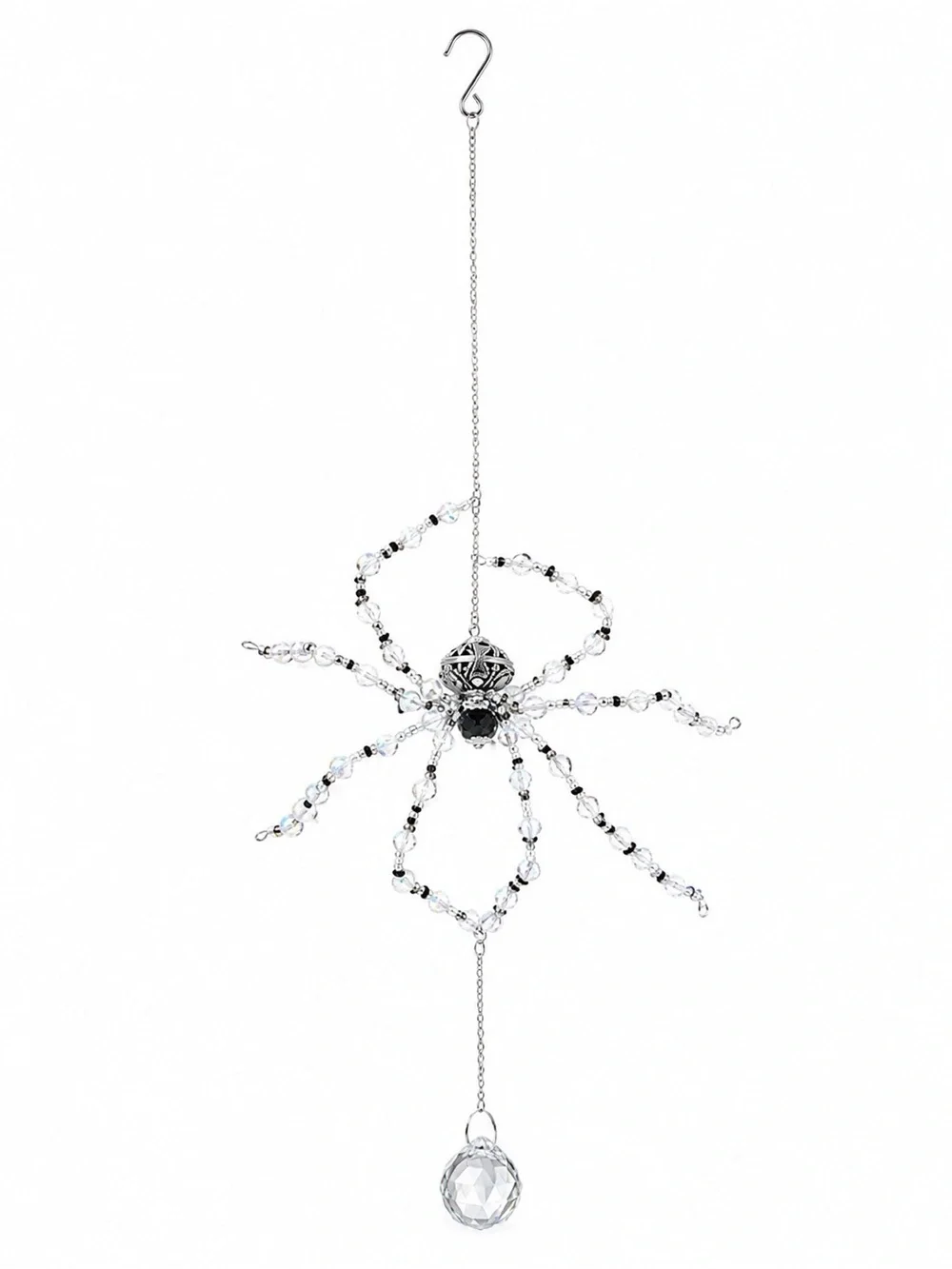 White & Black Crystal Spider Suncatcher - Clear/Silver